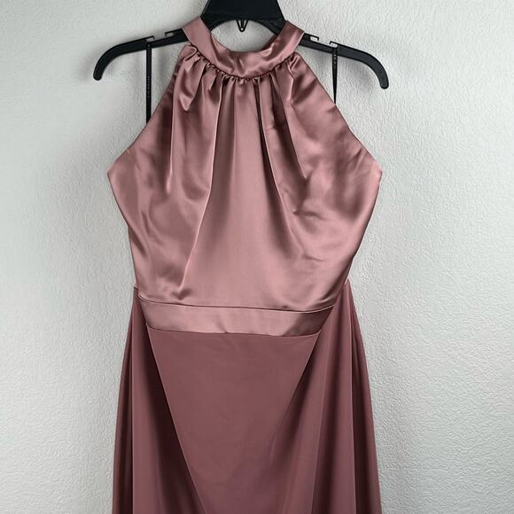 After Six Sienna Brown High Neck Halter Open-Back Evening Gown Plus 20 NWT - Picture 6 of 16